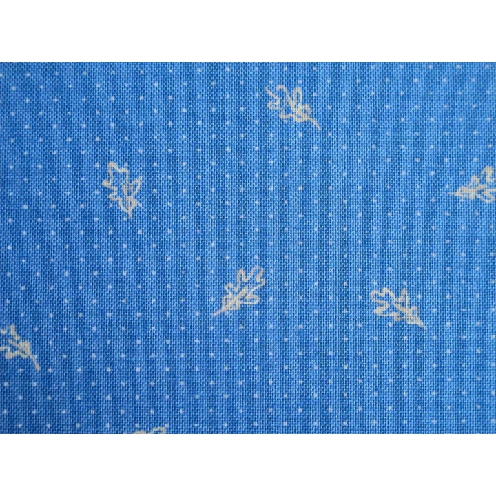 Fat Quarter blau Eichenblatt Baumwolle Stoff Blumen Punkte Pünktchen