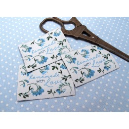 Label Web-Etiketten Aufnäher Patches Webetiketten acufactum Blumen blau