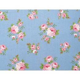 Tilda Stoff Rosen blau Patchworkstoff Baumwolle Blumen Sunday Brunch