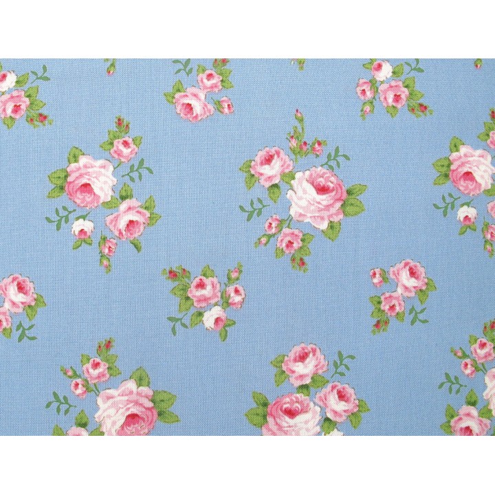 Tilda Stoff Rosen blau Patchworkstoff Baumwolle Blumen Sunday Brunch