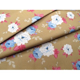 Tilda Stoffe Rosen Blumen Baumwolle Patchwork Quilten Sunday Brunch blau ocker