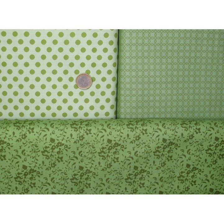 Patchwork Stoffpaket Baumwolle Rosen Punkte Blumen grün Stoff