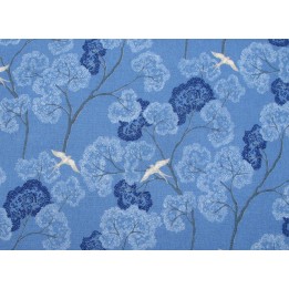 Westfalenstoff Osaka japanisch hellblau Baumwolle Vogel Baum Blumen 