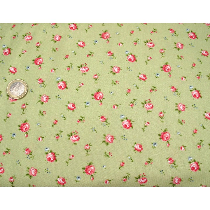 Patchworkstoff Rosen Ellie grün Blumen Baumwolle Stoff