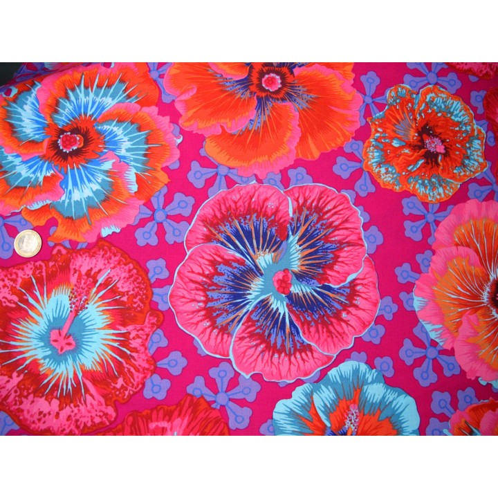 Kaffe Fassett Hibiskusblüten Blumen Stoff Baumwolle Patchworkstoff