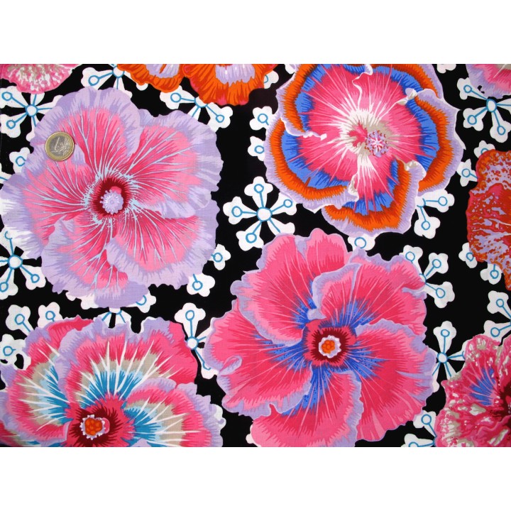 Kaffe Fassett Hibiskusblüten Blumen Baumwolle Stoff Quiltstoff