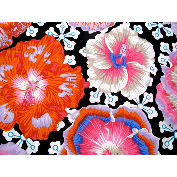Kaffe Fassett Hibiskusblüten Blumen Baumwolle Stoff Quiltstoff