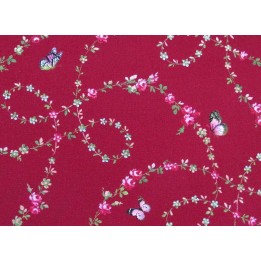 Rosenstoff Schmetterlinge bordeaux Victoria´s Garden Patchworkstoff