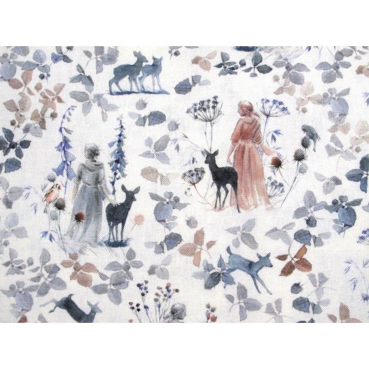 acufactum Stoff Gartenromantik Dear Jane Baumwolle Blumen Tiere Rehe Vögel Frauen Stoff