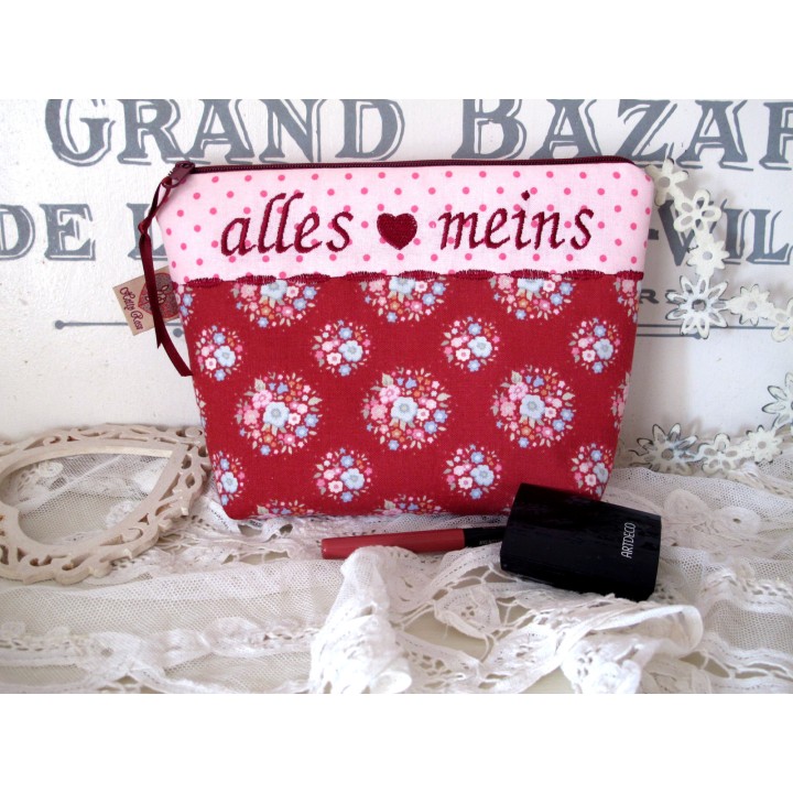 Kosmetiktasche Schmincktasche Etui Utensilo rot rosa