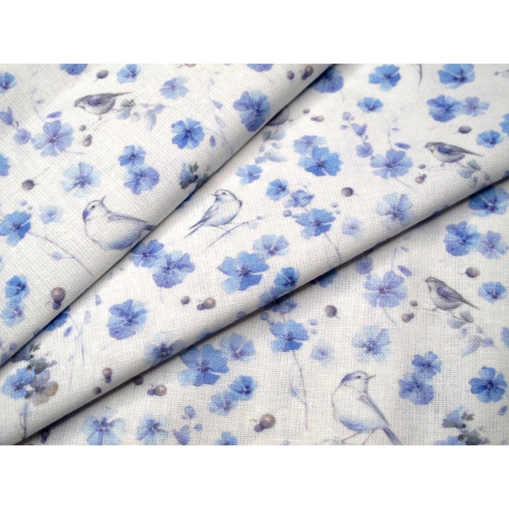 acufactum Stoff Blüten und Vögel