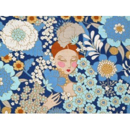 Tilda Stoff Blumen Frauen Wallflower blau