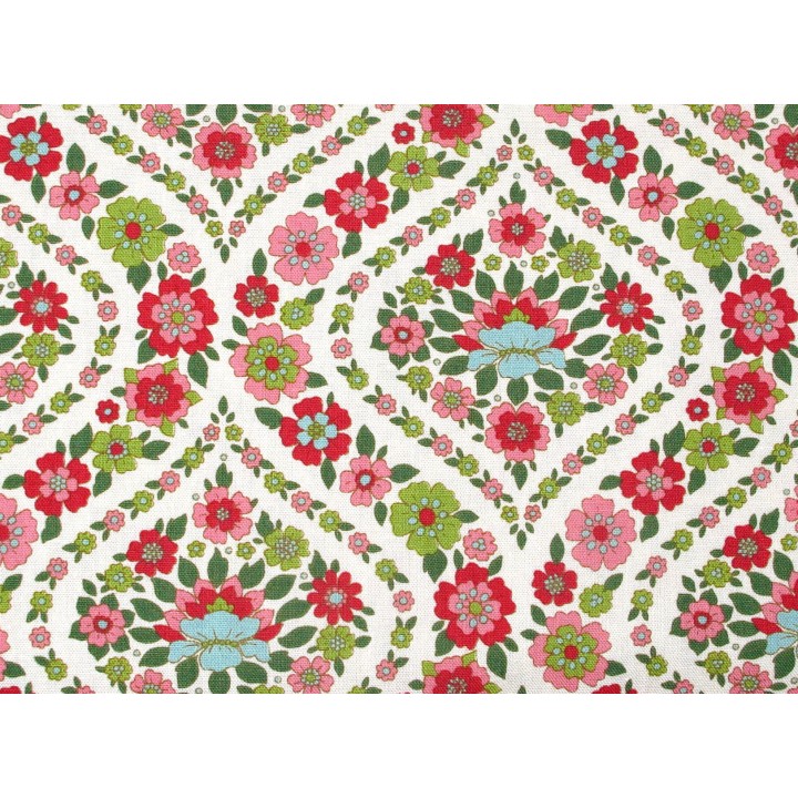 Tilda Stoffe Blumen Ornamente Baumwolle Patchworkstoff Bianca Wallflower