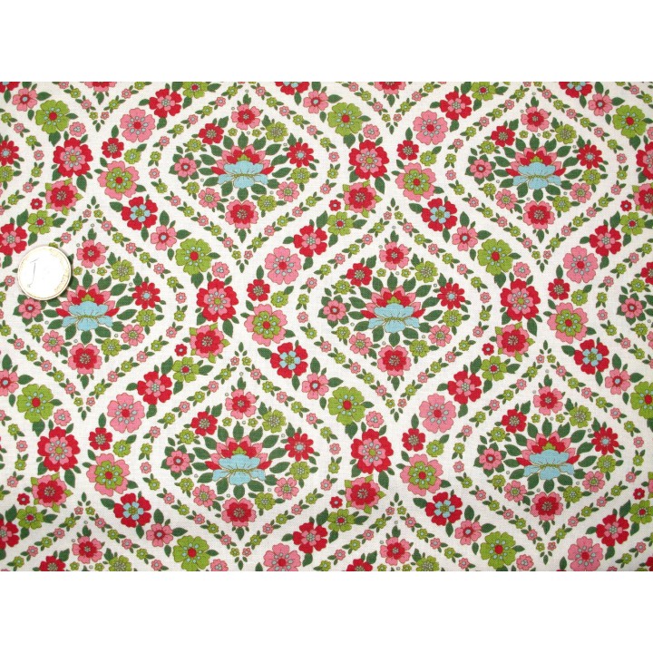 Tilda Stoffe Blumen Ornamente Baumwolle Patchworkstoff Bianca Wallflower