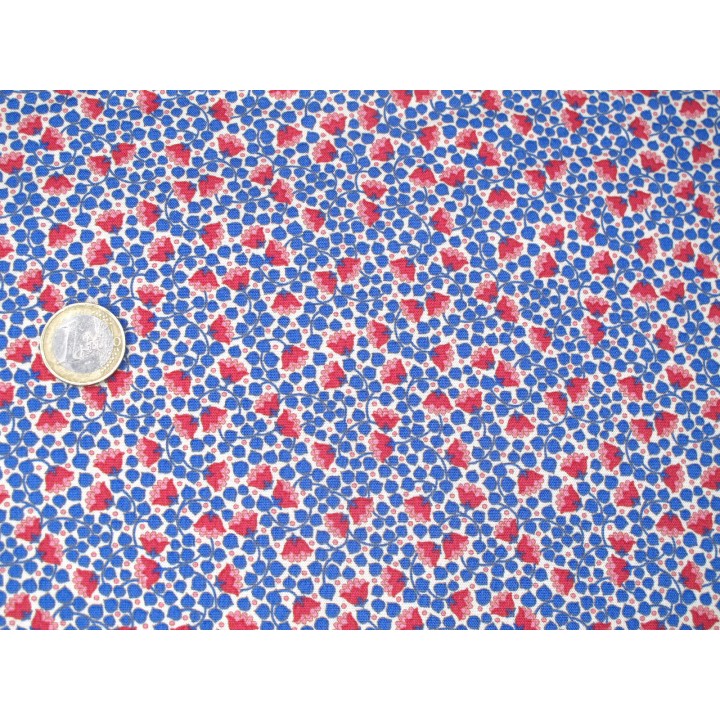 Tilda Stoff Blumen Blätter Ranken Glockenblumen Baumwolle  Wallflower blau