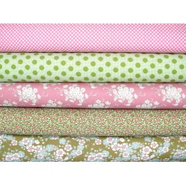 Tilda Stoffpaket Baumwolle Stoff Punkte Blümchen Blumen grün rosa 75075