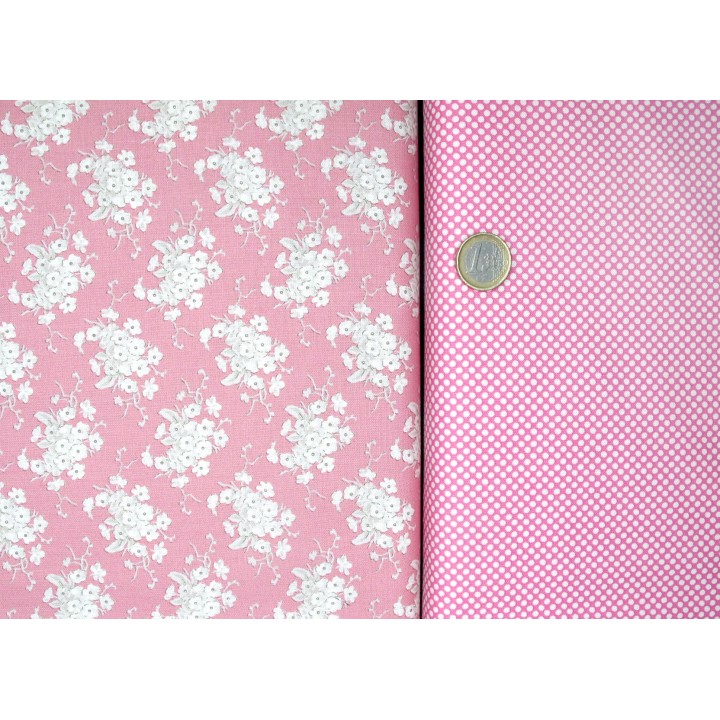 Tilda Stoffpaket Baumwolle Stoff Punkte Blümchen Blumen grün rosa 75075