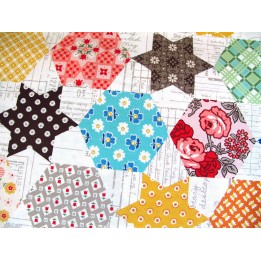 Fat Quarter Stoff Baumwolle Sterne Hexagon Flea Market