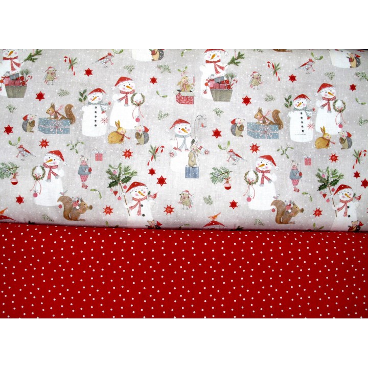 Stoffpaket acufactum Winter Weihnachten Baumwolle Stoff Weihnachtsstoff kinderstoff Schneemänner 72004