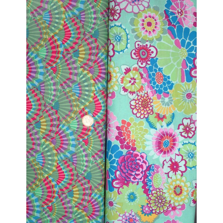 Stoffpaket Kaffe Fassett grün Baumwolle Stoffe Blumen 75080