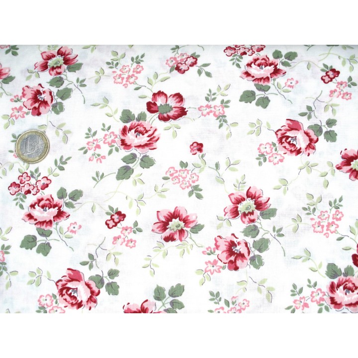 Stoff Rosenranken Blumen Baumwolle Moda Bunny Hill Designs Patchworkstoff