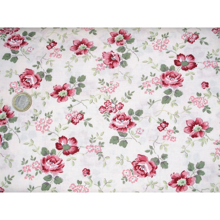 Patchworkstoff Rosen Bllumen Moda Baumwolle Stoff rosa salbei