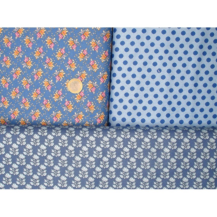 Tilda Stoffpaket Blumen Frauen Baumwolle Stoffe Punkte blau 75082