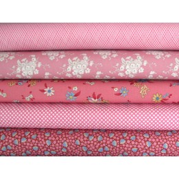 Tilda Stoffpaket Baumwolle Stoff Patchwork Blumen Punkte pink 75083