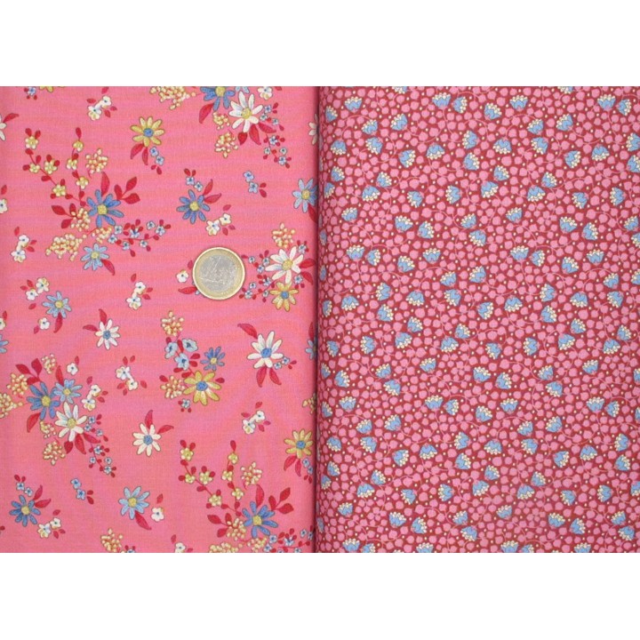 Tilda Stoffpaket Baumwolle Stoff Patchwork Blumen Punkte pink 75083