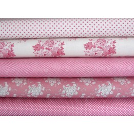 Tilda Stoffpaket Rosen Blumen Sterne Punkte Baumwolle Stoff Sterne pink 75084