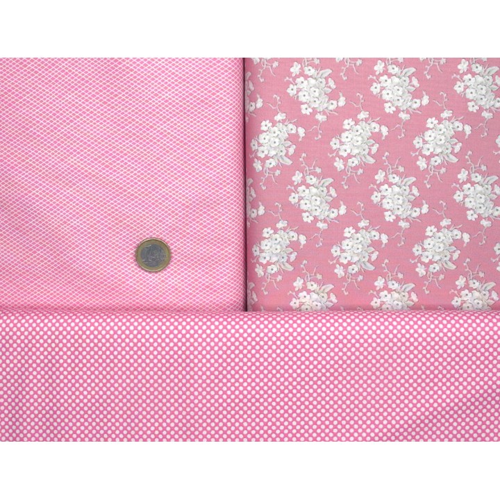 Tilda Stoffpaket Rosen Blumen Sterne Punkte Baumwolle Stoff Sterne pink 75084