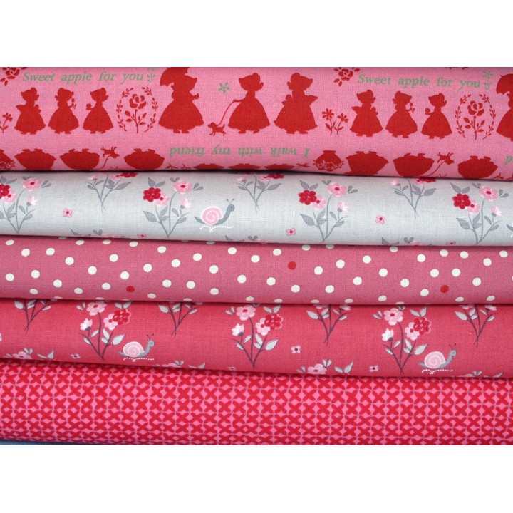 Patchwork Stoffpaket Kinderstoffe Blumen Tiere Schnecken Punkte Baumwolle 75086