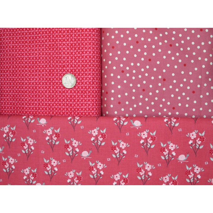 Patchwork Stoffpaket Kinderstoffe Blumen Tiere Schnecken Punkte Baumwolle 75086