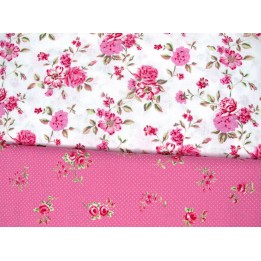 Stoffpaket Baumwolle Rosen Blumen Westfalenstoffe Punkte pink weiß 72039