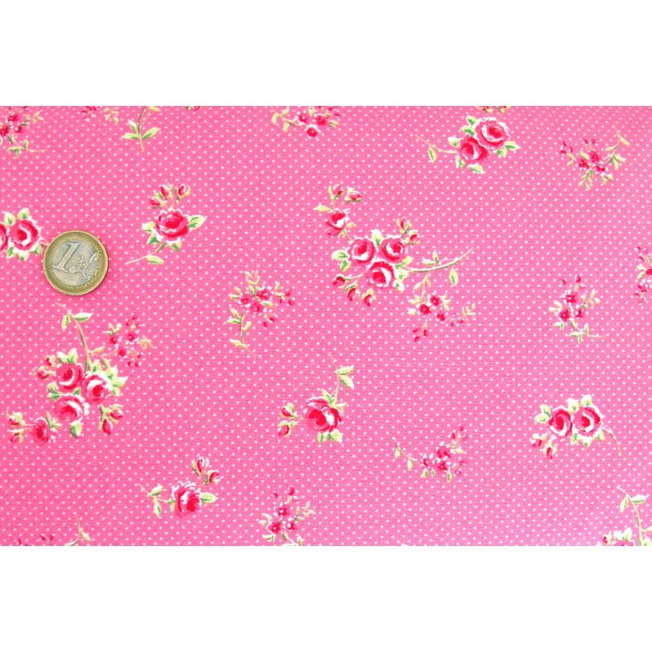 Stoffpaket Baumwolle Rosen Blumen Westfalenstoffe Punkte pink weiß 72039