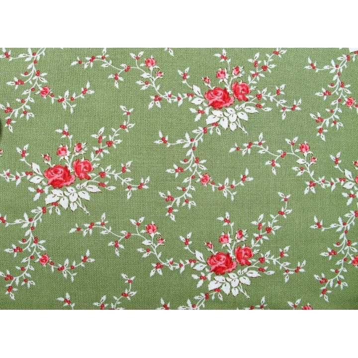 Tilda Stoffe grün Rosen Blumen Baumwolle Merry Little Christmas