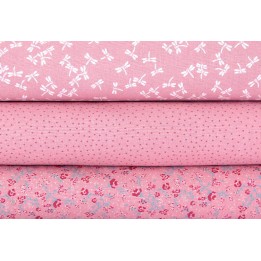 Stoffpaket Blumen Libellen Westfalenstoffe Baumwolle Stoffe Punkte anitkrosa
