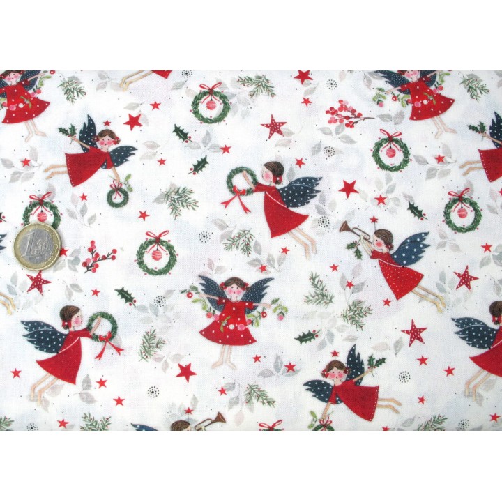 acufactum Stoffpaket Weihnachten Engel Sterne Zweige Punkte Baumwolle Stoffe Silke Leffler Kerstin Heß 75021