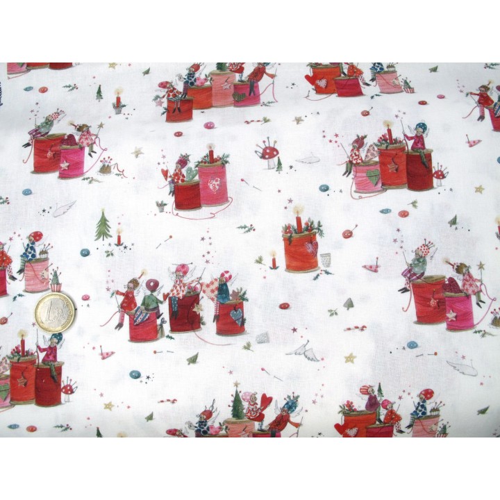 Baumwollstoff acufactum Engel Garnrollen Fadenspiel Weihnachten