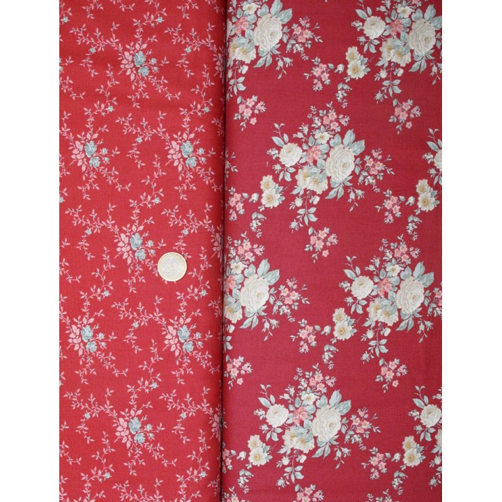 Tilda Stoffpaket Rosen Blumen Baumwolle Stoffe  grün rot 75088