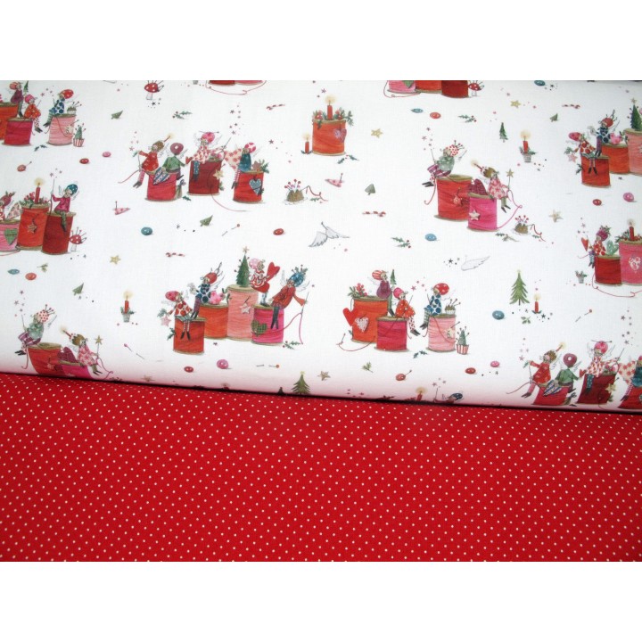 Stoffpaket acufactum Fadenengel Baumwolle Punkte Silke Leffler Weihnachten 72057