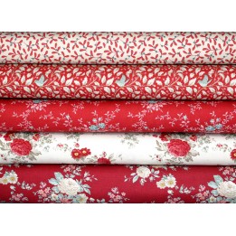 Tilda Stoffpaket Rosen Blumen Vogel Baumwolle Weihnachten Mistelzweig rot 75044