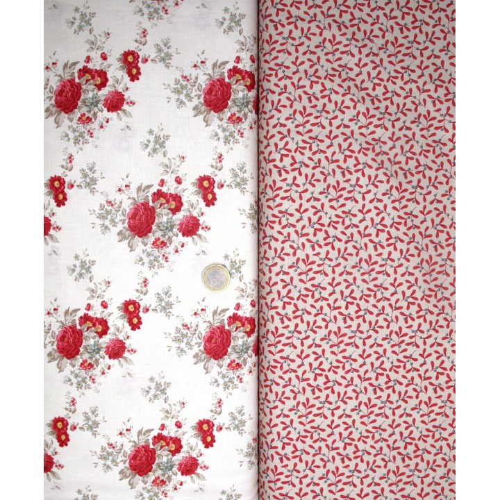 Tilda Stoffpaket Rosen Blumen Vogel Baumwolle Weihnachten Mistelzweig rot 75044