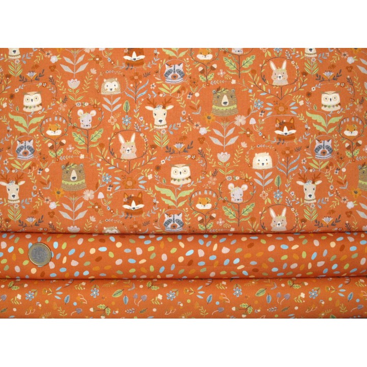 Stoffpaket Tiere Herbst Westfalenstoffe Baumwolle Stoffe Kinderstoffe REh Bär Fuchs 73024