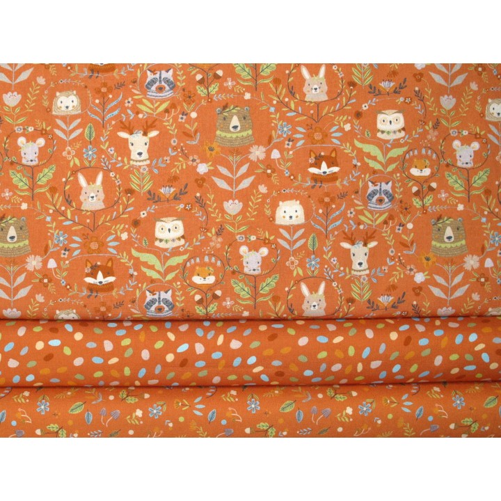 Stoffpaket Tiere Herbst Westfalenstoffe Baumwolle Stoffe Kinderstoffe REh Bär Fuchs 73024