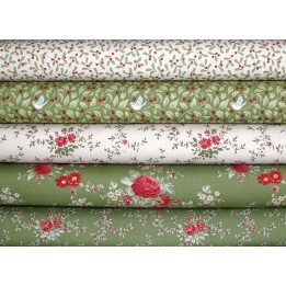 Tilda Stoffpaket grün creme Baumwolle Stoffe Rosen Blumen Tiere Weihnachten 75010