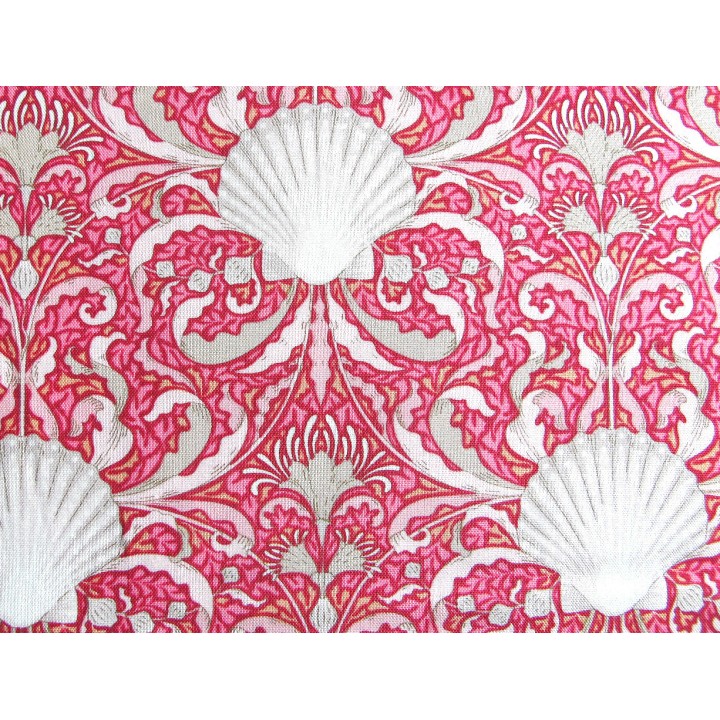 Tilda Stoffe Cotton Beach Muscheln Baumwolle Ornamente pink rot