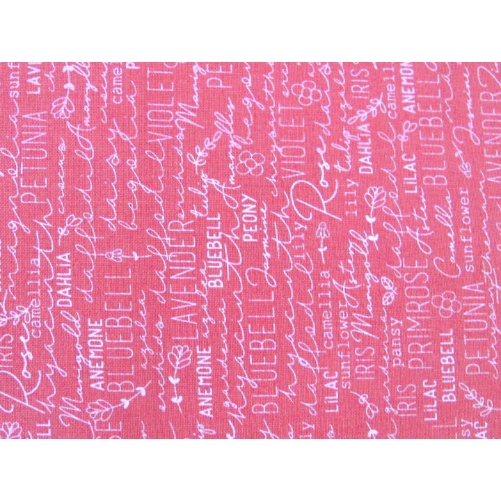 Patchworkstoff Schrift Text rosa Baumwolle Stoff pink Spring Chicken Quiltstoff