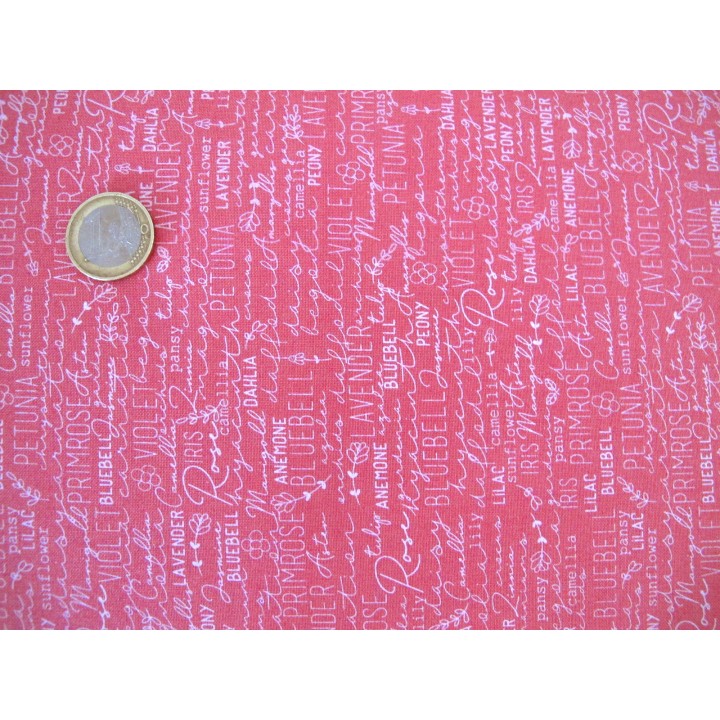 Patchworkstoff Schrift Text rosa Baumwolle Stoff pink Spring Chicken Quiltstoff