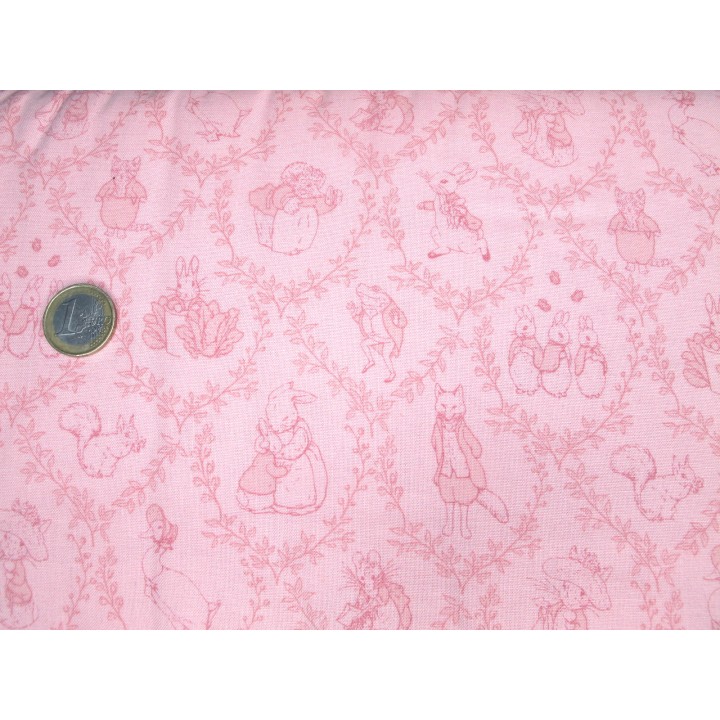 Patchworkstoff Peter Hase rosa Tier Kinderstoff Baumwolle Stoff